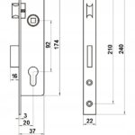 Zamek wąski LOB INOX wpuszczany do stolarki aluminiowej Z9220B-92/20 - obrazek 2
