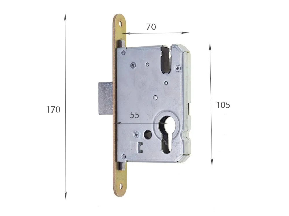 Zamek dodatkowy ZD1Z 20/55 na wkładkę PZ, biały ocynk ZDL - obrazek 2