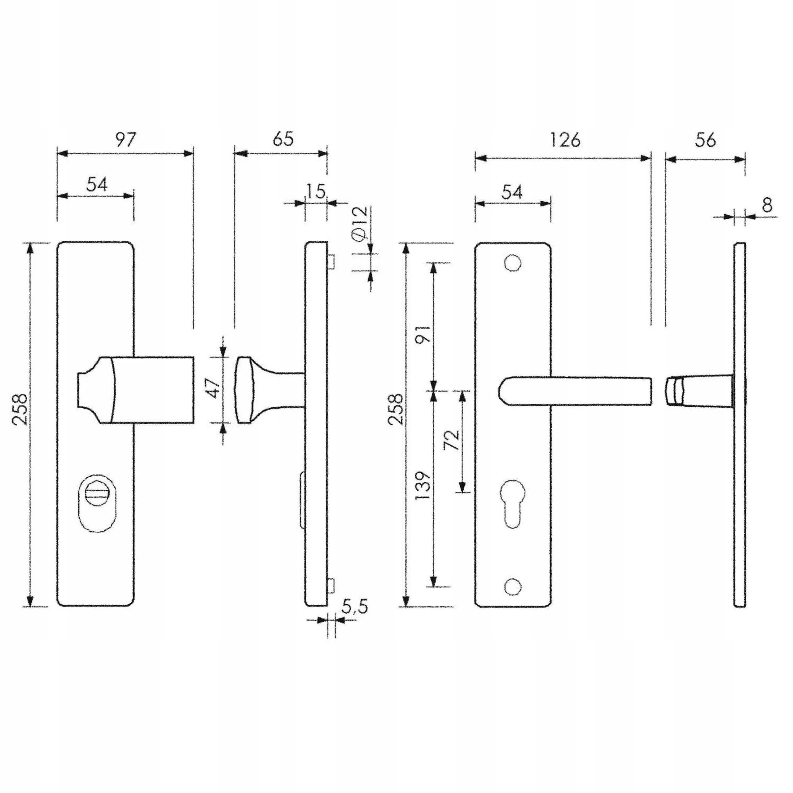 LOB Klamka - Pochwyt bezpieczna 72mm Centaur Srebna MKC01-XT-B72 - obrazek 2