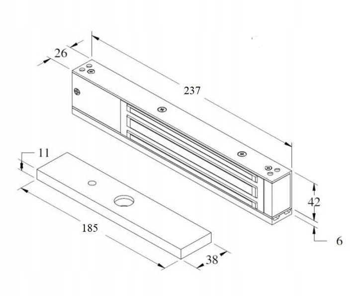 Zwora elektromagnetyczna YALE 270kg US0612-24V DC - obrazek 2