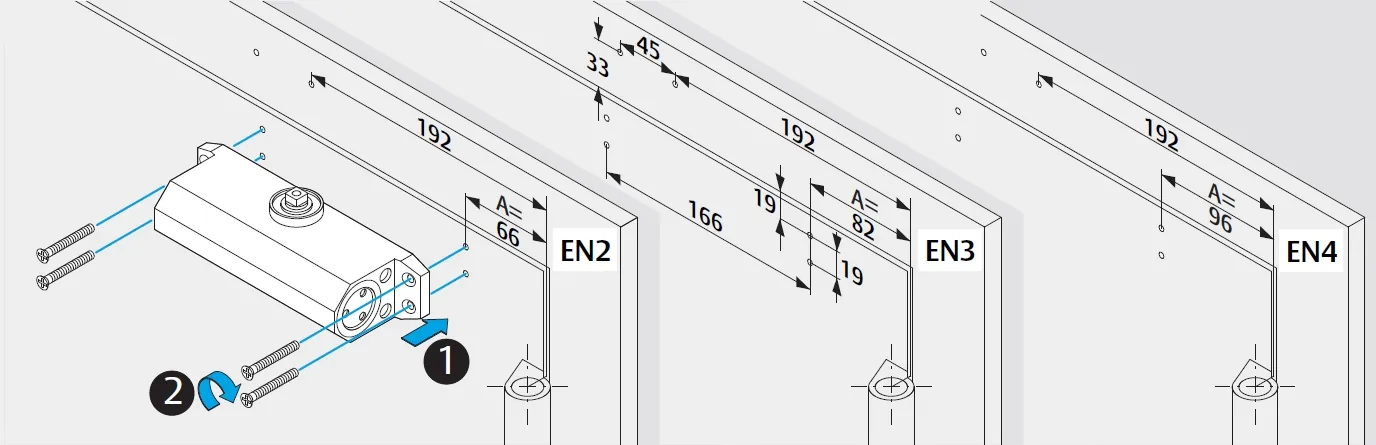 Samozamykacz ASSA ABLOY DC110 do drzwi max 110cm 80kg SREBRNY - obrazek 2