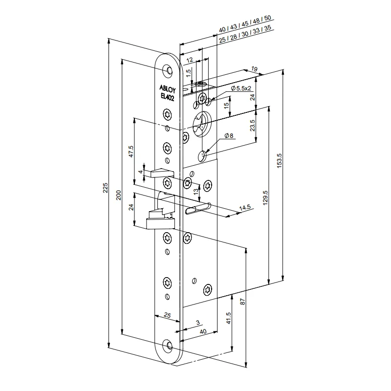 ABLOY EL402 Zamek elektryczny bezklamkowy 12-24V - obrazek 2
