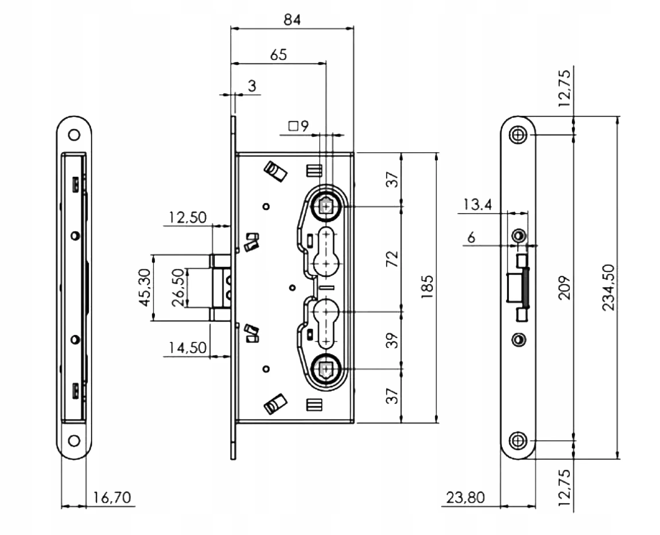 Lob zamek 72/65 Lob Z7265BU do drzwi ppoż - obrazek 2